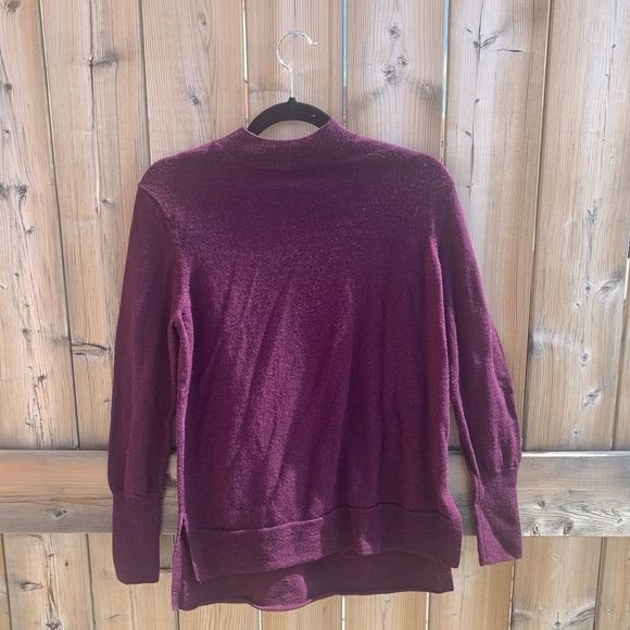 Badgley Mischka 100% Merino Wool Eggplant Sweater - Picture 1 of 8